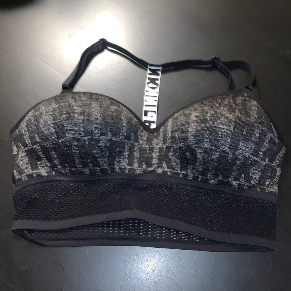 Large charcoal grey PINK sports bra